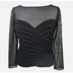JS Collections Petite Women's 12 UK 14 FR 42 Black Evening Top Sheer
